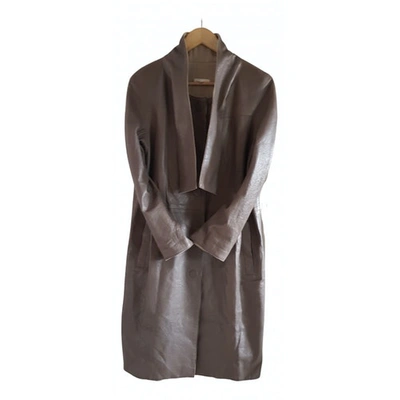 Pre-owned Paule Ka Beige Leather Coat