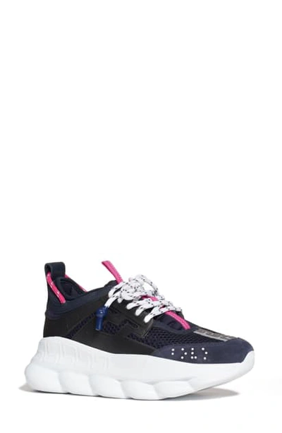 Shop Versace Chain Reaction Platform Sneaker In Blue/ Black