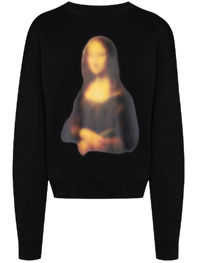 Shop Off-white Blurred Monalisa Cotton Sweatshirt In Black