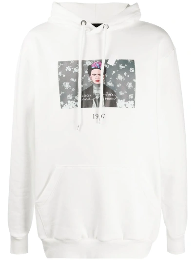 Shop Throwback Tbs Frida Cotton Hoodie In White