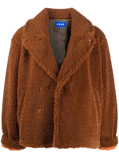 Shop Ader Error Callcid Shearling Peacoat In Brown