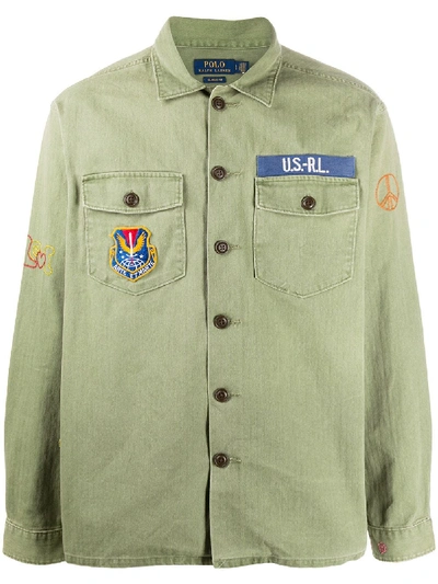 Shop Polo Ralph Lauren Patch Detail Shirt In Green