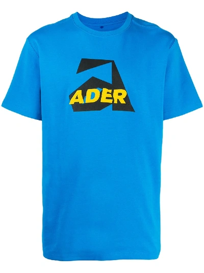 Shop Ader Error Aspect Embroidered Logo T-shirt In Blue