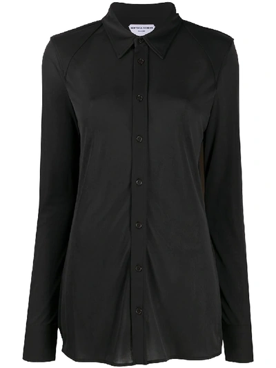 Shop Bottega Veneta Semi-sheer Button-up Shirt In Black