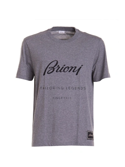 Shop Brioni Logo T-shirt In Grey