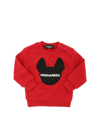 Shop Dsquared2 Contrasting Logo Print Sweatshirt In Red