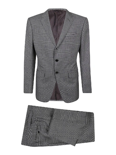 Shop Tom Ford Prince Of Wales Suit In Grey