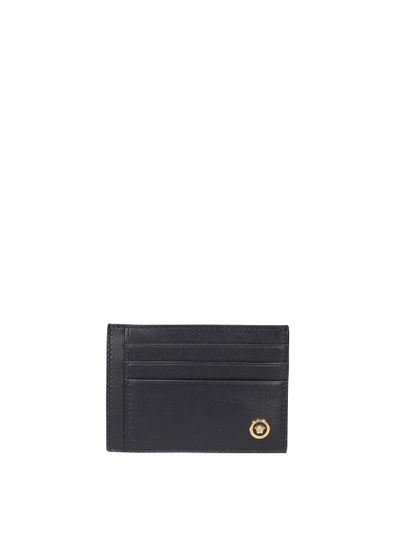 Shop Versace Leather Card Holder In Black