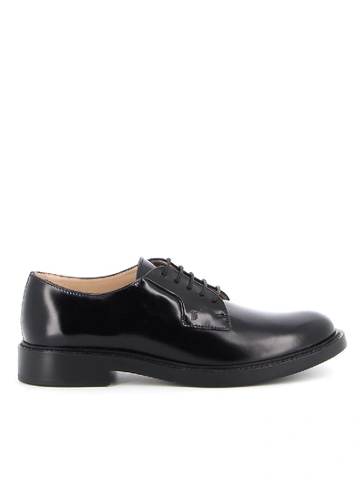 Shop Tod's Smooth Leather Lace-up Shoes In Black