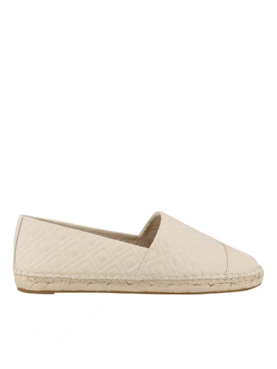Shop Tory Burch Quilted Leather Espadrilles In Beige