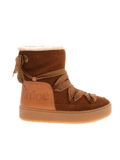 Shop See By Chloé Mary Leather Ankle Boots With Logo In Brown