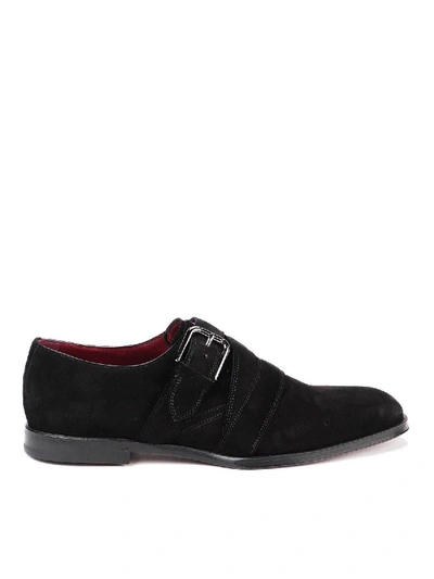 Shop Dolce & Gabbana Velvet Monkstrap Loafers In Black