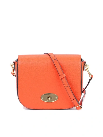 Shop Mulberry Darley Grain Leather Small Bag In Orange Color