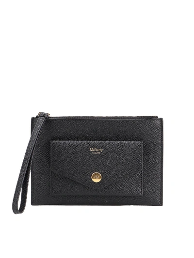 Shop Mulberry Leather Wristlet Clutch In Black