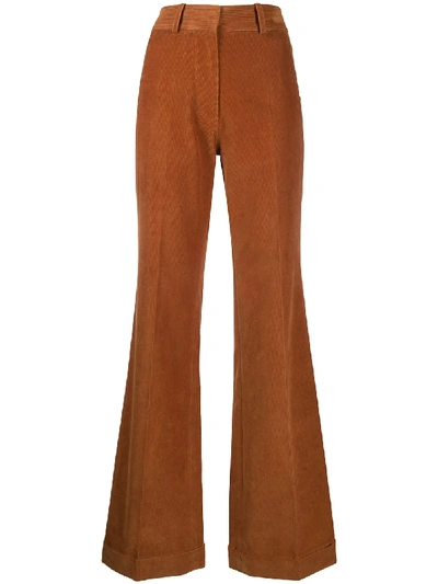 Shop Victoria Beckham High-rise Flared Corduroy Trousers In Brown