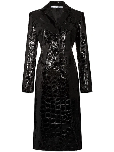 Shop Alexander Wang Crocodile-effect Trench Coat In Black