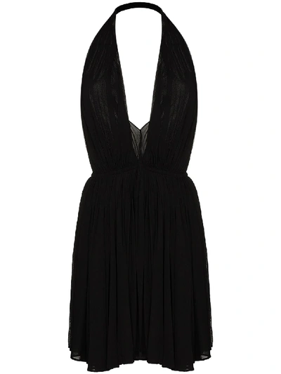 Shop Saint Laurent Halterneck Mini Dress In Black