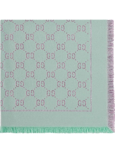 Shop Gucci Gg Monogram Scarf In Blue