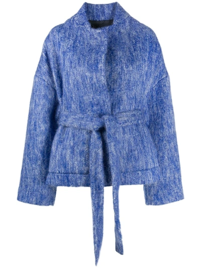 Shop Christian Wijnants Felted Wrap Jacket In Blue