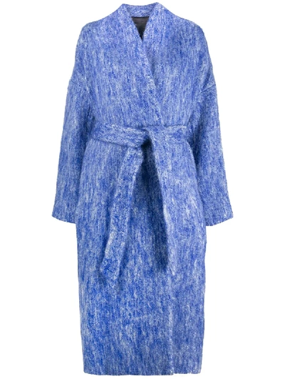 Shop Christian Wijnants Rita Textured Tie-waist Coat In Blue