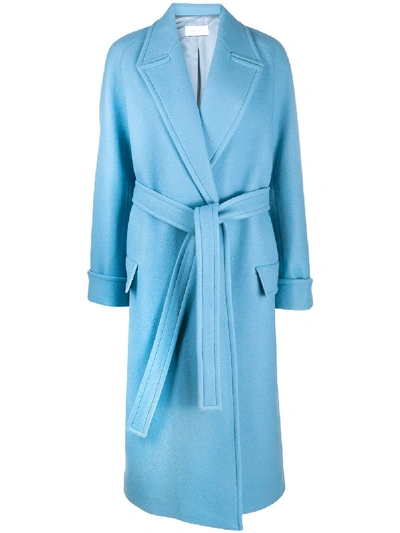 Shop Christian Wijnants Wrap Coat With Belted Waist In Blue
