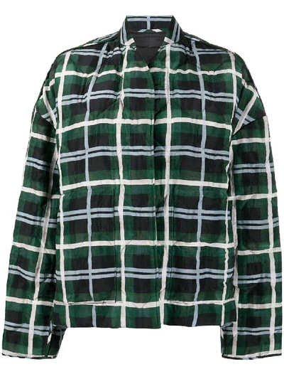Shop Christian Wijnants Quilted Plaid Check Jacket In Green