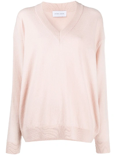 Shop Christian Wijnants Fine Knit V-neck Sweater In Pink