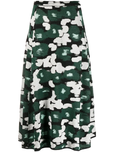 Shop Christian Wijnants Abstract Pattern Pique-knit Skirt In Green