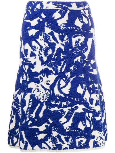 Shop Christian Wijnants Jacquard-knit A-line Skirt In Blue