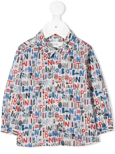 Shop Bonpoint All-over Logo Shirt In White