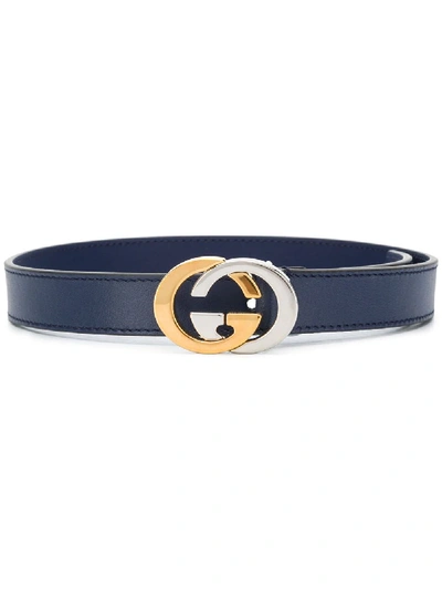 Shop Gucci Interlocking G Logo Belt In Blue