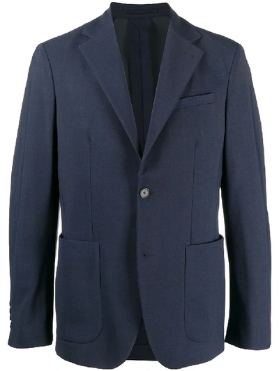 Shop Traiano Milano Long Sleeve Dart Detail Jacket In Blue