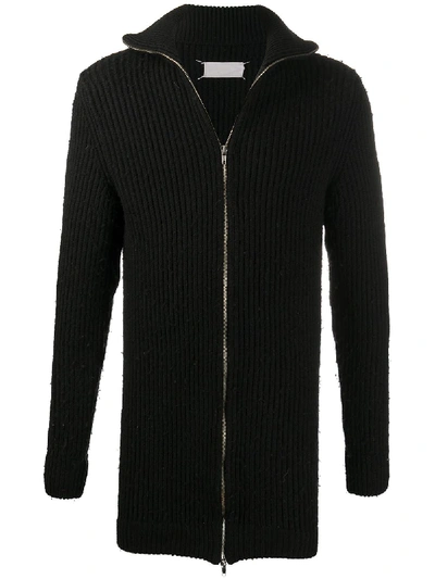 Pre-owned Maison Margiela 1990s Turtleneck Knitted Zipped Cardigan In Black