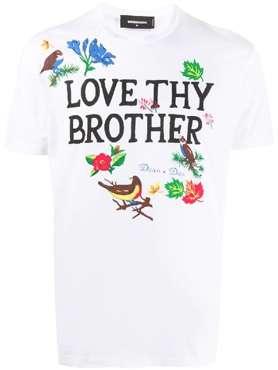 Shop Dsquared2 Love Thy Brother Print T-shirt In White