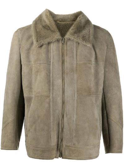 Pre-owned A.n.g.e.l.o. Vintage Cult 1980s Faux Fur Lining Jacket In Grey