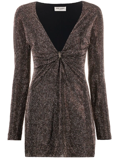 Saint Laurent Short Stud-embellished Dress In Black