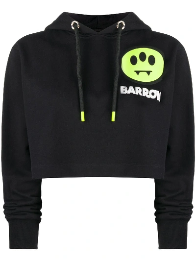 Shop Barrow Logo-print Cropped Hoodie In Black