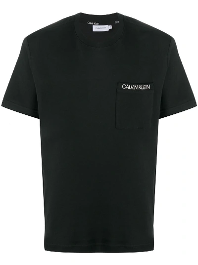 Shop Calvin Klein Logo T-shirt In Black