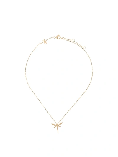 Anapsara 18kt Yellow Gold And Diamond Mini Dragonfly Necklace In Gold