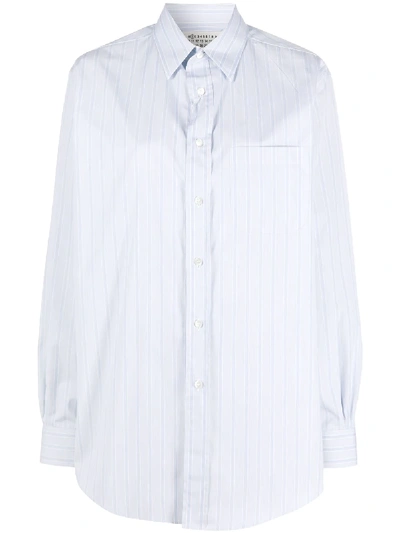 Shop Maison Margiela Vertical Striped Loose-fit Shirt In White