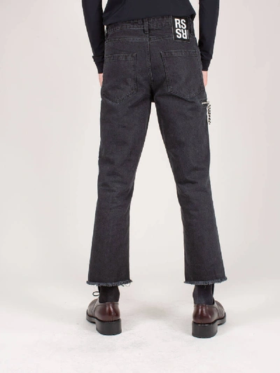 Shop Raf Simons Cropped Denim Pants Zipped Pocket In Black