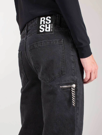 Shop Raf Simons Cropped Denim Pants Zipped Pocket In Black