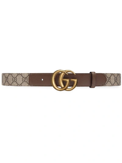 Shop Gucci Gg Supreme Leather Belt In Brown