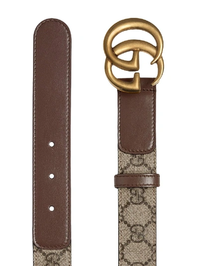 Shop Gucci Gg Supreme Leather Belt In Brown