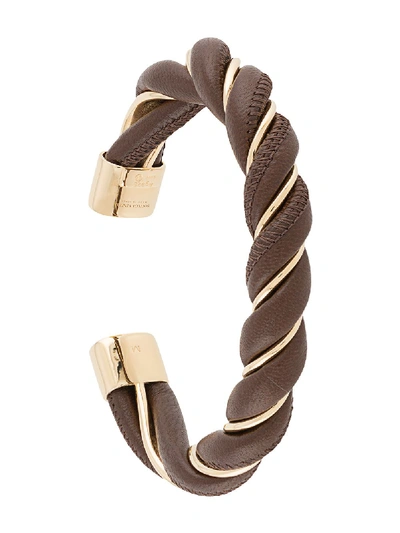 Shop Bottega Veneta Leather Bracelet In Brown
