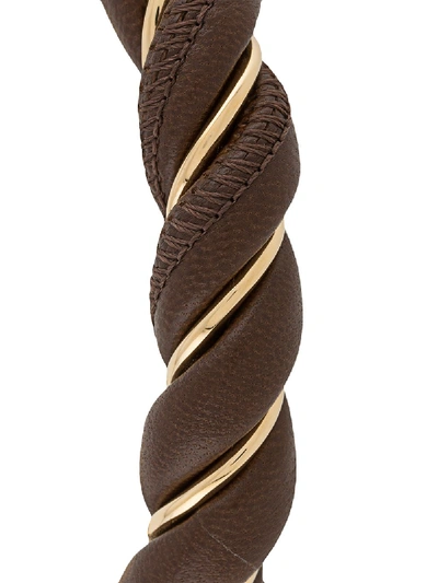 Shop Bottega Veneta Leather Bracelet In Brown