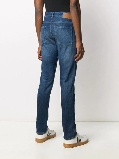 Shop Hugo Boss Delaware Mid-rise Straight Jeans In Blue