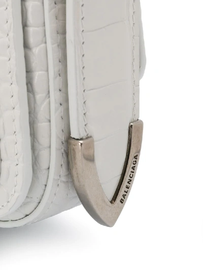 Shop Balenciaga Crocodile-effect Leather Shoulder Bag In White