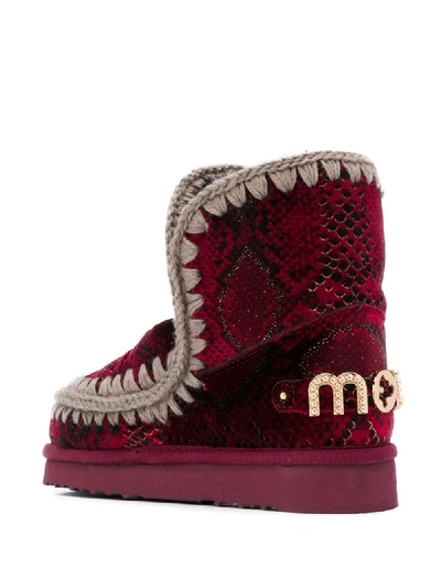 Shop Mou Eskimo 18 Velvet Boots In Red