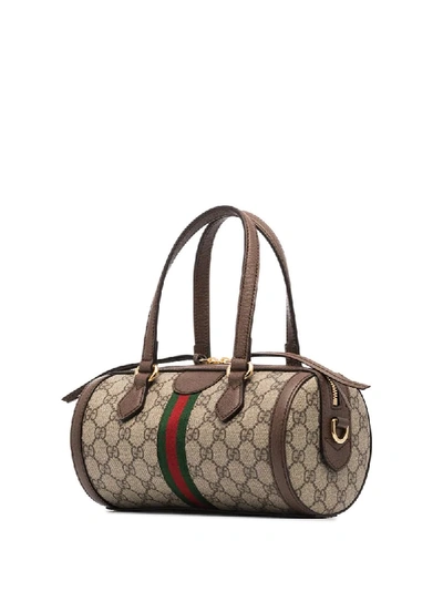 Shop Gucci Ophidia Gg Small Boston Crossbody Bag In Brown